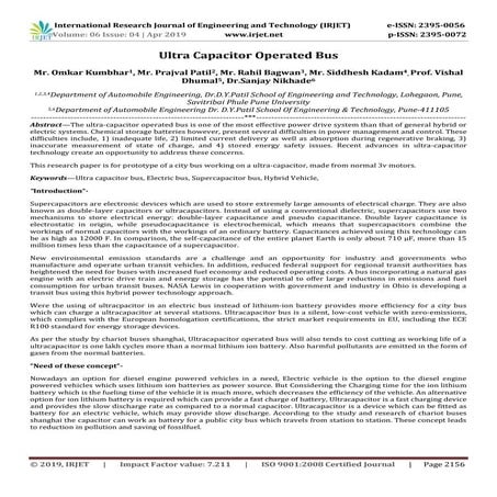 IRJET- Ultracapacitor Operated Bus