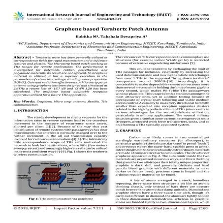 IRJET- Graphene based Terahertz Patch Antenna