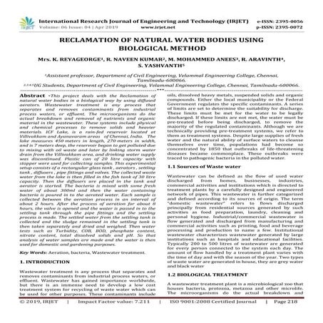 IRJET- Reclamation of Natural Water Bodies using Biological Method