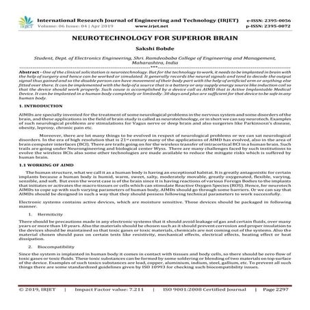 IRJET-  	  Neurotechnology for Superior Brain