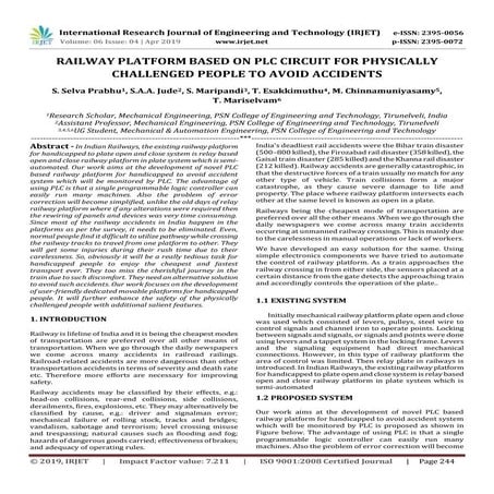 IRJET- Railway Platform based on PLC Circuit for Physically Challenged People...