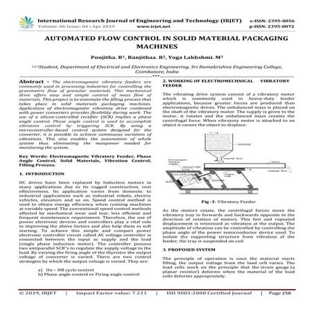 IRJET- Automated Flow Control in Solid Material Packaging Machines