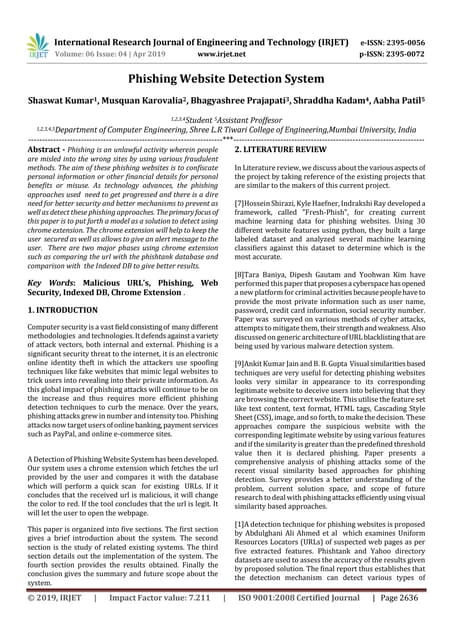 IRJET- Phishing Website Detection System