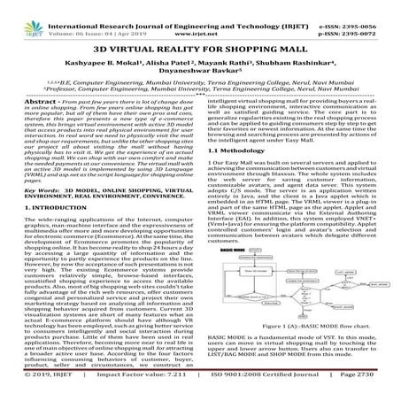 IRJET- 3D Virtual Reality for Shopping Mall