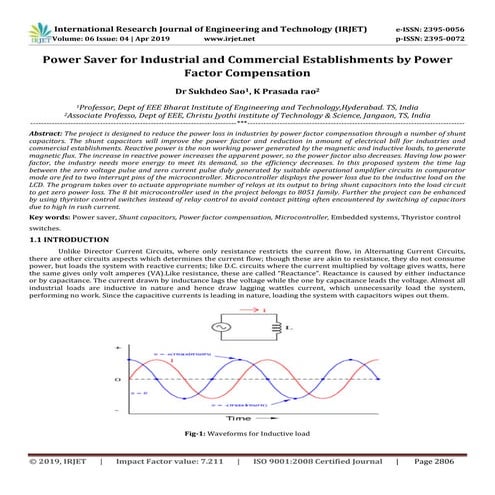 IRJET- Power Saver for Industrial and Commercial Establishments by Power Fact...