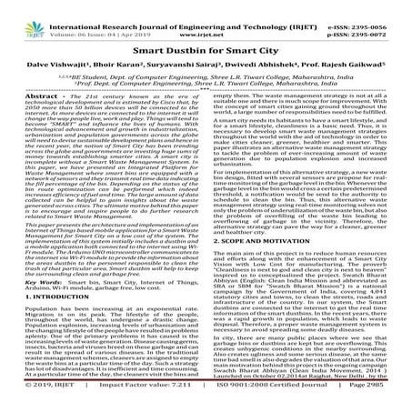 IRJET- Smart Dustbin for Smart City