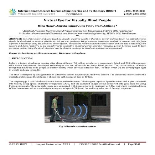 IRJET-  	  Virtual Eye for Visually Blind People