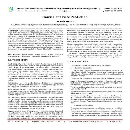 IRJET- House Rent Price Prediction | PDF