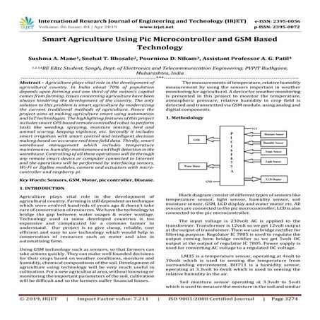 IRJET- Smart Agriculture using Pic Microcontroller and GSM based Technology