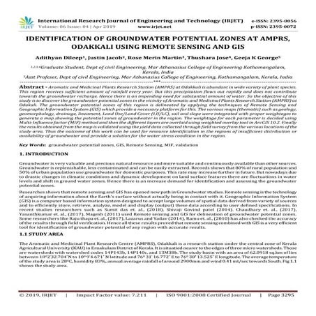 IRJET- Identification of Groundwater Potential Zones at AMPRS, Odakkali using...