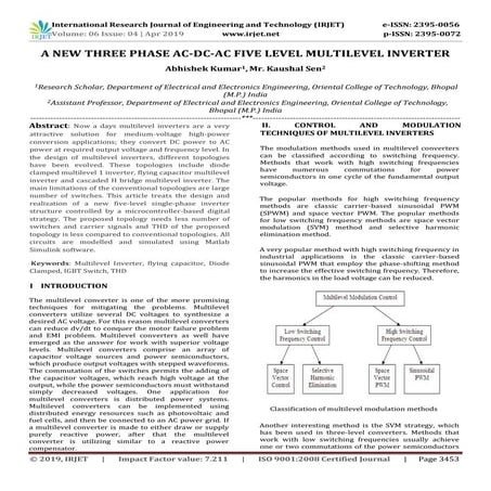 IRJET- A New Three Phase AC-DC-AC Five Level Multilevel Inverter
