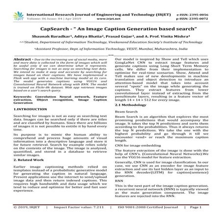 IRJET- Capsearch - An Image Caption Generation Based Search