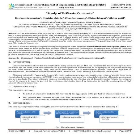 IRJET-  	  Study of E-Waste Concrete
