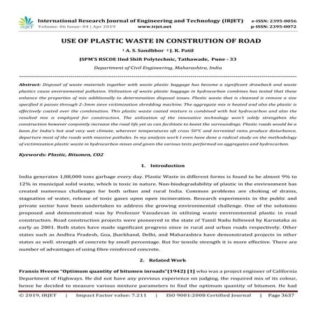 IRJET- Use of Plastic Waste in Constrution of Road
