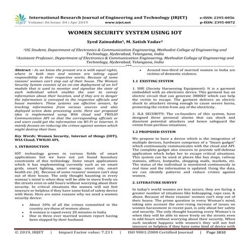 IRJET-  	  Women Security System using IoT