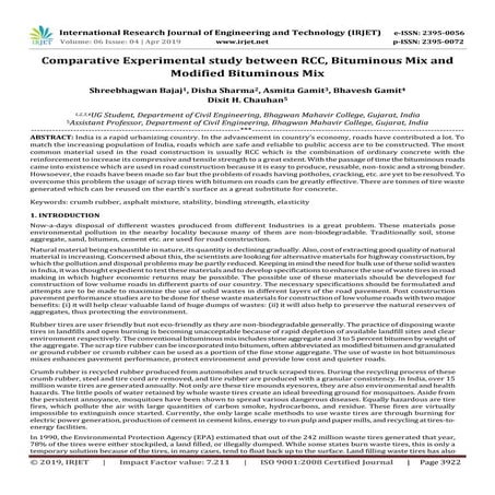 IRJET-  	  Comparative Experimental Study Between RCC, Bituminous Mix and Mod...