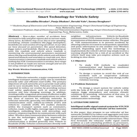 IRJET- Smart Technology for Vehicle Safety