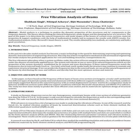 IRJET- Free Vibration Analysis of Beams