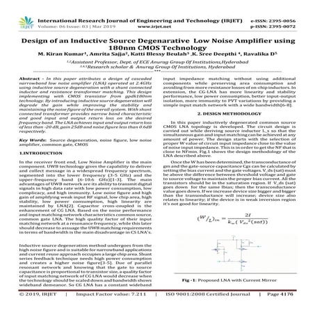 IRJET- Design of an Inductive Source Degenarative Low Noise Amplifier using 1...
