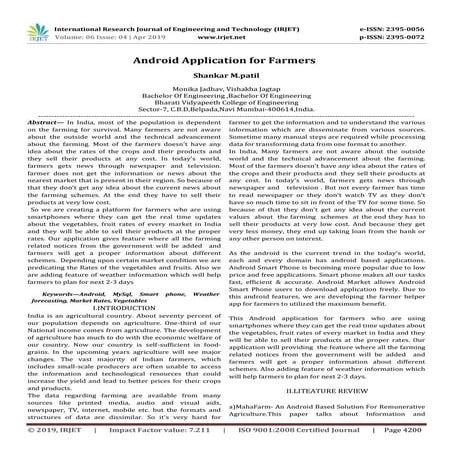 IRJET- 	  Android Application for Farmers