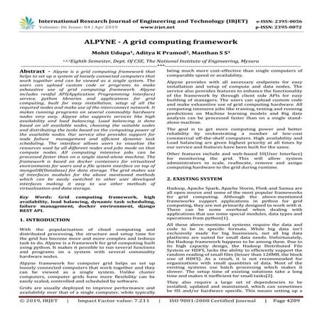 IRJET- ALPYNE - A Grid Computing Framework