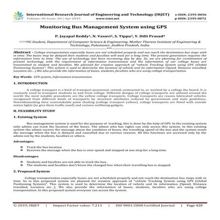 IRJET- Monitoring Bus Management System using GPS
