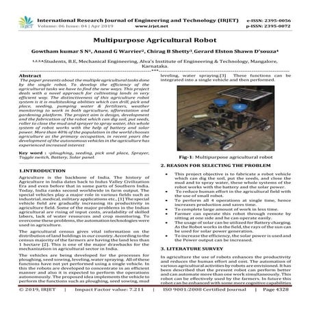 IRJET- Multipurpose Agricultural Robot