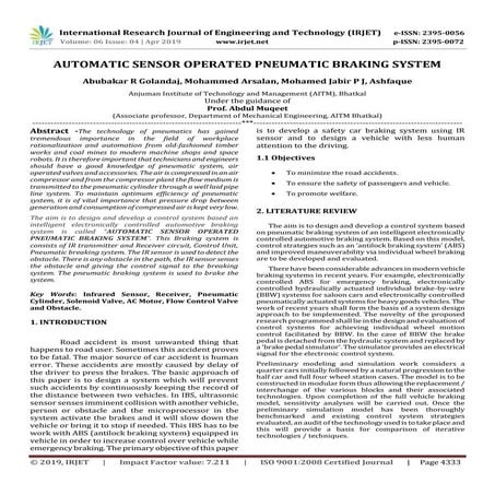 IRJET- Automatic Sensor Operated Pneumatic Braking System