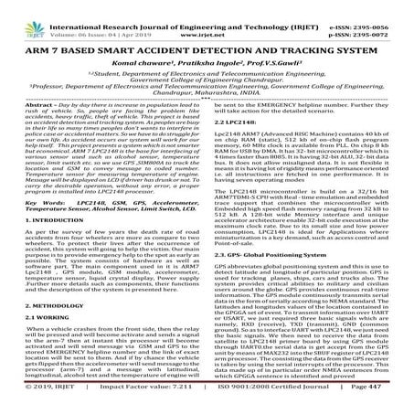 IRJET- ARM 7 based Smart Accident Detection and Tracking System