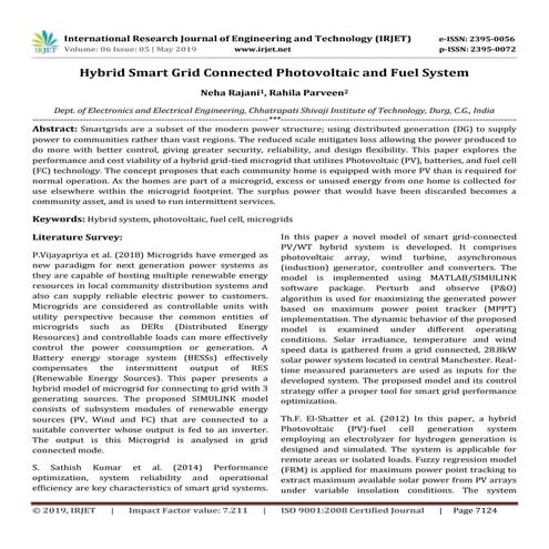 IRJET- Hybrid Smart Grid Connected Photovoltaic and Fuel System
