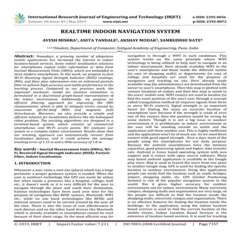 IRJET- Realtime Indoor Navigation System