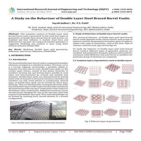 IRJET- A Study on the Behaviour of Double Layer Steel Braced Barrel Vaults