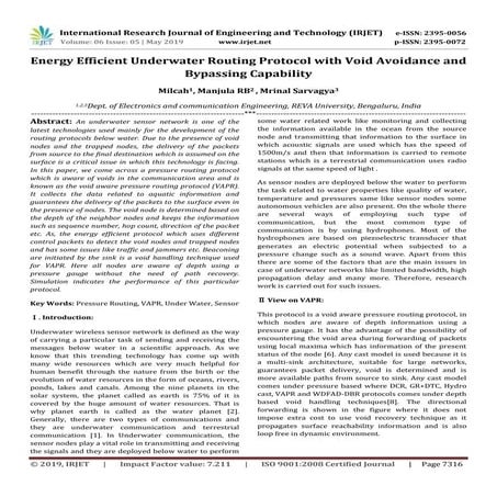 IRJET- Energy Efficient Underwater Routing Protocol with Void Avoidance and B...