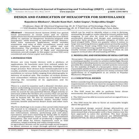 IRJET-  	  Design and Fabrication of Hexacopter for Surveillance