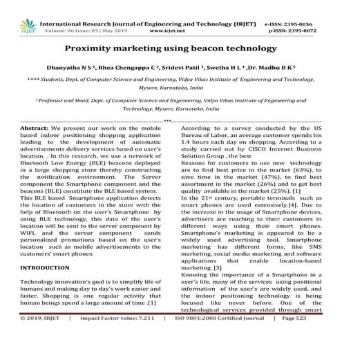 IRJET- Proximity Marketing using Beacon Technology