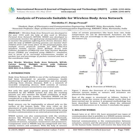 IRJET- Analysis of Protocols Suitable for Wireless Body Area Network