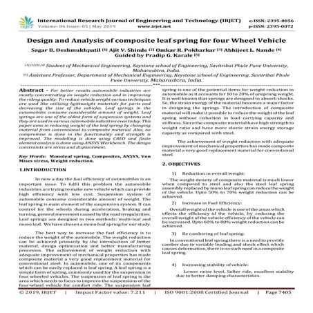 IRJET- Design and Analysis of Composite Leaf Spring for Four Wheel Vehicle