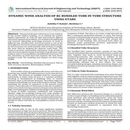 IRJET- Dynamic Wind Analysis of RC Bundled Tube in Tube Structure using ...