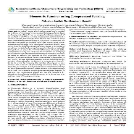IRJET- Biometric Scanner using Compressed Sensing