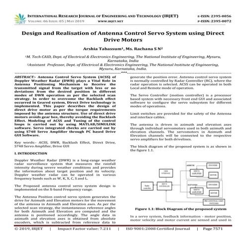 IRJET- Design and Realisation of Antenna Control Servo System using ...