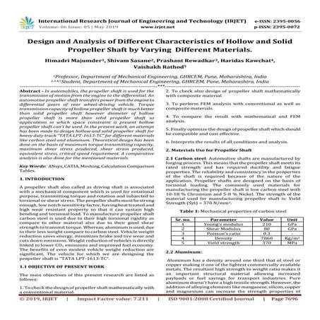 IRJET-  	  Design and Analysis of Different Characteristics of Hollow and Sol...