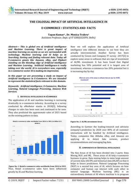 IRJET- The Colossal Impact of Artificial Intelligence in E-Commerce : Statist...
