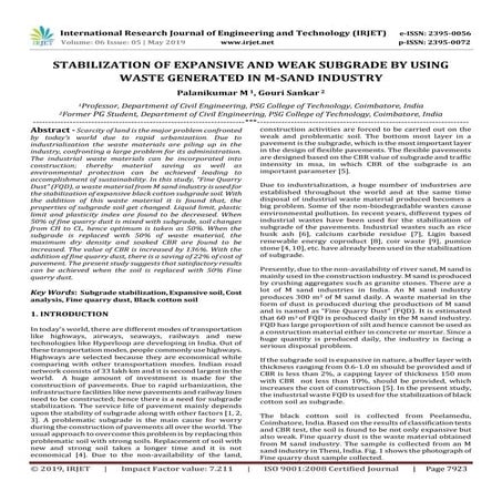 IRJET- Stabilization of Expansive and Weak Subgrade by using Waste Generated ...