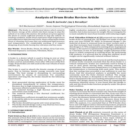 IRJET- Analysis of Drum Brake Review Article