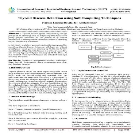 IRJET- Thyroid Disease Detection using Soft Computing Techniques