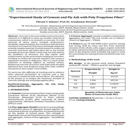 IRJET - Experimental Study of Cement And Fly Ash with Poly Propylene ...