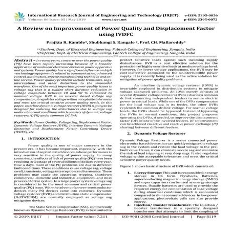 Simulation of DVR for power Quality Improvement by using Ultra ...