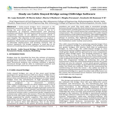 IRJET- Study on Cable Stayed Bridge using Csibridge Software