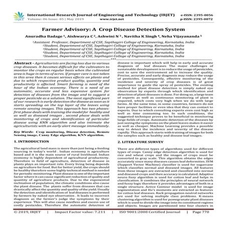 IRJET- Farmer Advisory: A Crop Disease Detection System