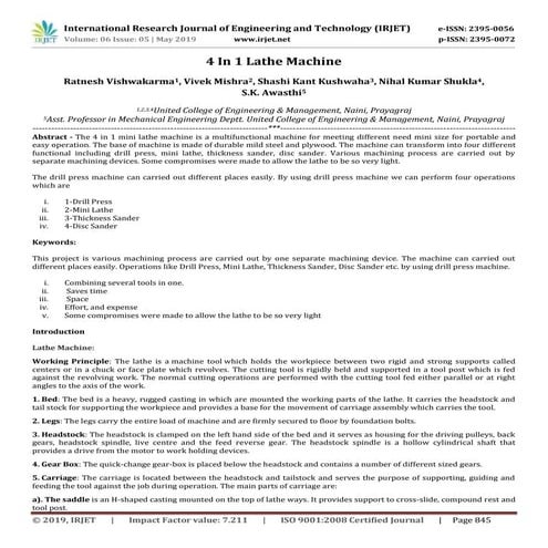 IRJET-  	  4 in 1 Lathe Machine